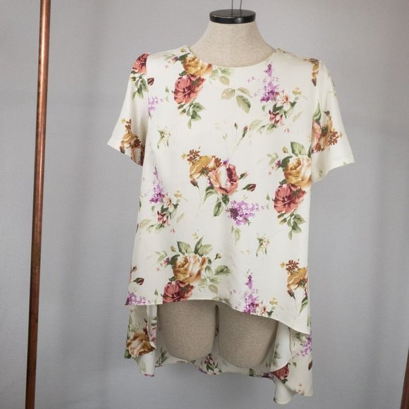 Philosophy Republic Hi Low High Romantic Floral Tunic Blouse Shirt Size Medium M - Picture 1 of 7